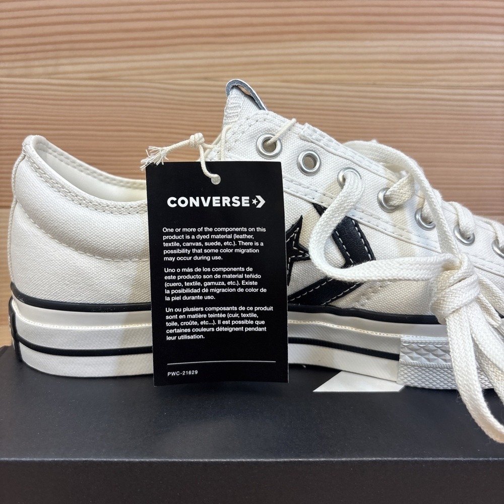 Converse Star Player 76 Low Canvas Shoes Vtg White A01608C Men Sz 9 Woman 10.5 - Picture 4 of 6